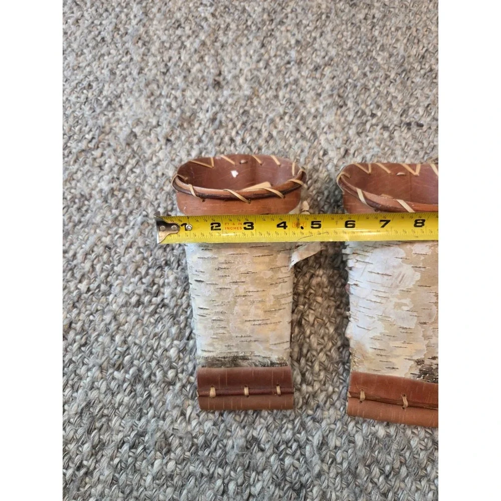 Vintage Pair of Ojibwe Birch Bark Wall Hanging Basket Handmade Cabin Art 9.5''